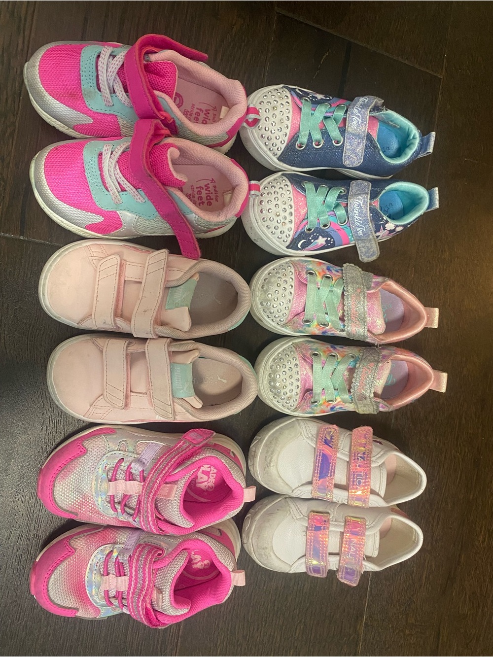 Girls' Sneakers Bundle, 6 Pairs, Size 7 US